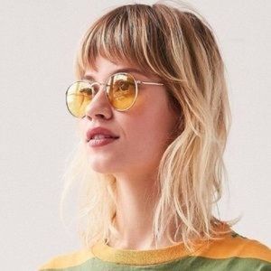 UO Daydream Metal Round Sunglasses in Yellow